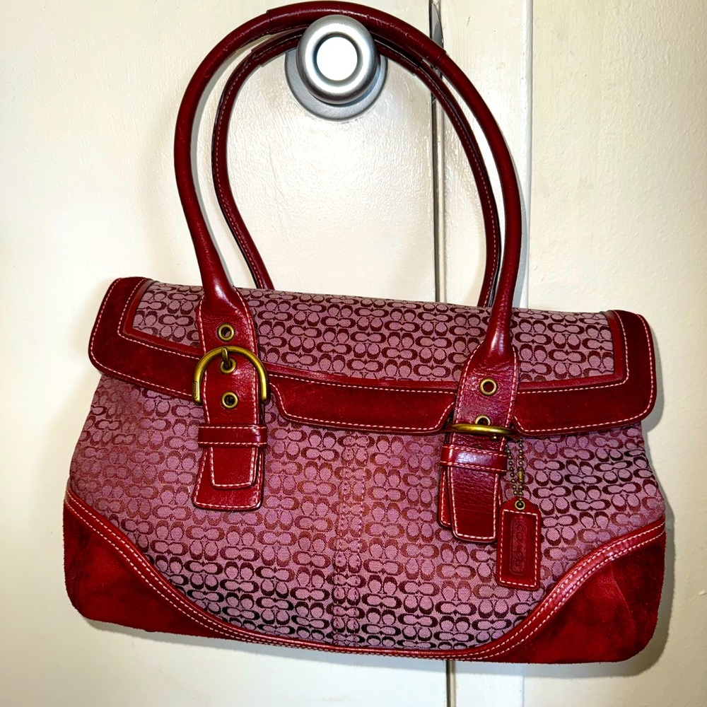 Coach Signature Satchel in Maroon